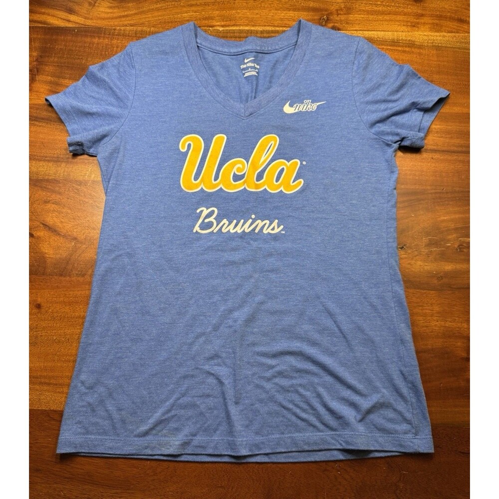 Nike UCLA Bruins Womens Small S Tri-Blend Blue V-Neck Graphic T-Shirt Tee